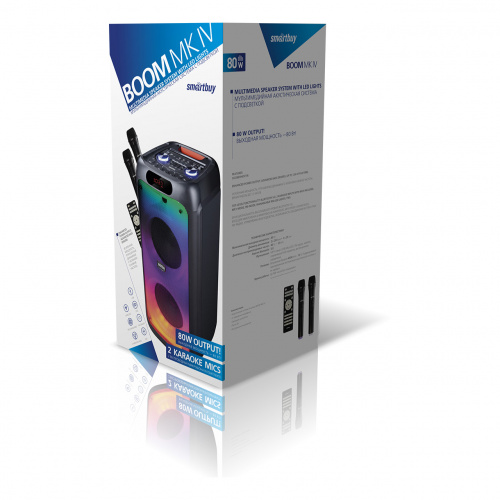 Портативная акустика напольная Smartbuy BOOM MK IV, 80Вт, Bluetooth, MP3, FM-радио, 2 микрофона (SBS-5460), черный (1/1) фото 4
