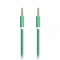 AUX кабель 3.5-3.5 мм (M-M), 1 м, зеленый, нейлоновая оплетка, (A-35-35 green)/100