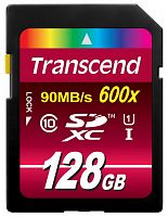 Карта памяти SDXC  128GB  Transcend Class 10 UHS-I (600x) (TS128GSDXC10U1)