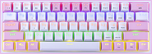 Клавиатура проводная игровая механическая REDRAGON Fizz Радужн,61 клав,тих,бело-розовая (1/10) (70672)