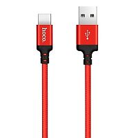Кабель USB - Type-C HOCO X14 Times speed, 2.0м, круглый, 3.0A, ткань, цвет: красный (1/33/330) (6957531062936)