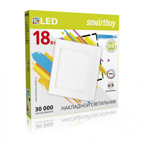 Светильник светодиодный SMARTBUY накладной Square SDL -18w/4000K/IP20 (SBL-SqSDL-18-4K)