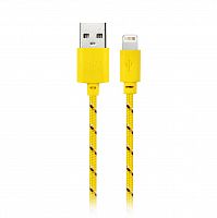 Кабель SMART BUY для iPhone 5/5S/6/6 plus, нейлон, USB 2.0 - 8 pin Lightning, жёлтый, 1м. (1/500) (iK-512n yellow)