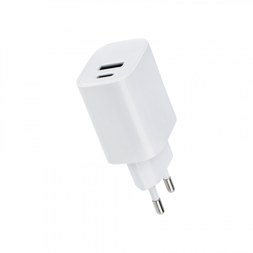 Сетевое зарядное устройство REXANT USB + Type-C, 5V, 2.4 A, белое (1/100) (16-0296)