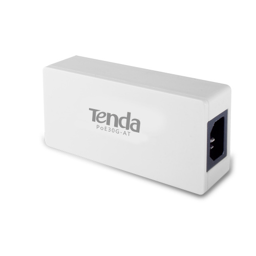 PoE инжектор Tenda PoE30G-AT, совместимость с IEEE802.3at; 2 порта GE RJ45; 1000M PoE расширение. (48В/30Вт), белый  (1/40) фото 2