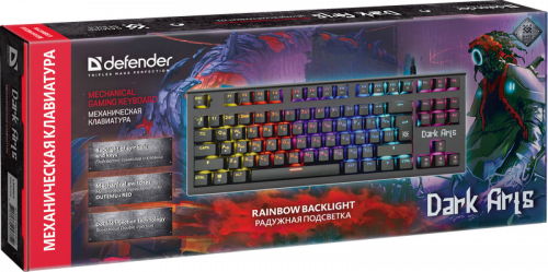 Клавиатура проводная игровая механическая DEFENDER Dark Arts GK-375 RU,Rainbow,87 клавиш, черная (1/20) (45375) фото 2