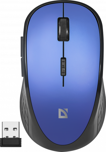 Беспроводная мышь DEFENDER Aero MM-755, безшумная, 5 кнопок, 1600dpi, USB, синий (1/40) (52755) фото 2