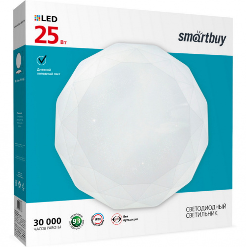 Светильник светодиодный SMARTBUY потолочный 25W Dimond, 6000К, 2000Лм, 370*60мм (SBL-Dmd-25-W-6K) (1/20)