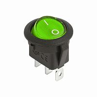 Выключатель клавишный круглый 12V 20А (3с) ON-OFF зеленый с подсветкой REXANT (10/3000)