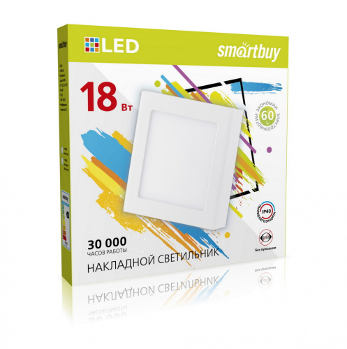 Светильник светодиодный SMARTBUY накладной Square SDL -18w/6500K/IP20 (SBL-SqSDL-18-65K)