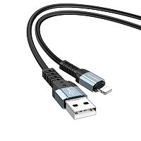 Кабель USB - 8 pin Borofone BX64, 1.0м, круглый, 2.4A, силикон, цвет: чёрный (1/30/300) (6974443381481)