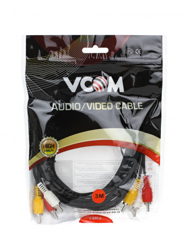 Кабель соединительный VCOM 3xRCA (M) / 3xRCA (M), 3 м. (1/70) (VAV7150-3M) фото 3