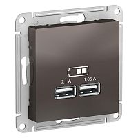 Механизм розетки USB 1-м С/У ATLASDESIGN 5В 1порт х 2.1А 2порта х 1.05А мокко Systeme Electric ATN000633 (1/8/48)