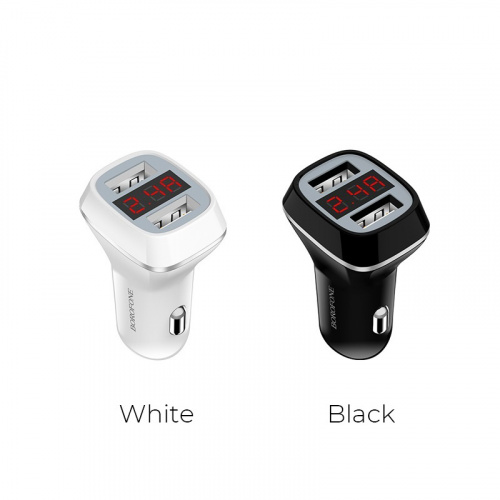 Блок питания автомобильный 2 USB Borofone, JoyRoad, BZ3, 2400mA, пластик, LED, цвет: белый (6957531081982) фото 5