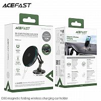 Держатель автомобильный ACEFAST D30, для смартфона, беспроводная зарядка, 15W, пластик, торпедо, цвет: чёрный (1/15/120) (6974316283089)