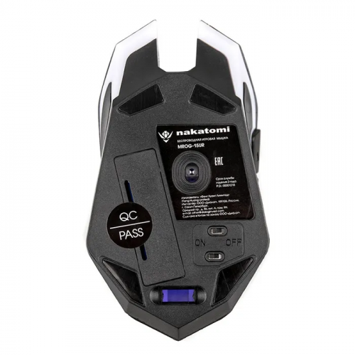 Беспроводная игровая мышь Nakatomi Gaming RF 2.4G Optical MROG-15UR, 6 кнопок+ролик, подсветка, черный (1/4) фото 4