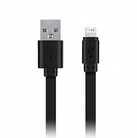 Кабель SMART BUY USB - 8-pin для Apple, черный, плоский, резиновый, 3.0 м, до 2А (iK-530r-2)