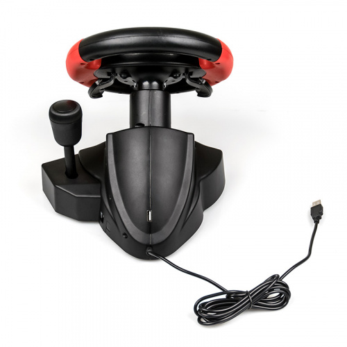Игровой руль GW-225VR Dialog E-Racer - вибро, 2 педали + рычаг, PC USB/PS4&3/XB1&360/Android/Switch, черный/красный (1/3) фото 6