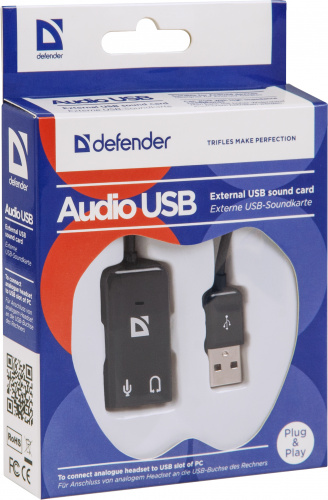 Переходник DEFENDER для гарнитуры Audio USB Переходник 2х3.5мм jack ->USB (1/50/400) (63002) фото 5