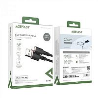 Кабель USB - 8 pin ACEFAST C2-02, 1.2м, круглый, 2.4А, силикон, цвет: чёрный (1/24/192) (6974316280682)