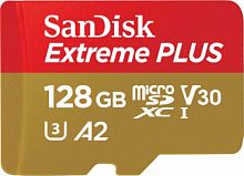 Карта памяти MicroSD  128GB  SanDisk Class 10 Extreme Plus (170 Mb/s) + SD адаптер (SDSQXBZ-128G-GN6MA)