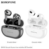 Наушники внутриканальные Borofone BW09 Sound, пластик, bluetooth 5.1, микрофон, цвет: белый (1/22/132) (6974443381955)
