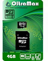 Карта памяти MicroSD  4GB  OltraMax Class  4 + SD адаптер (OM004GCSDHC4-AD)