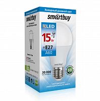 Лампа светодиодная SMARTBUY A60 15Вт 220V 6000K E27 (холодный свет) (1/10/50) (SBL-A60-15-60K-E27)