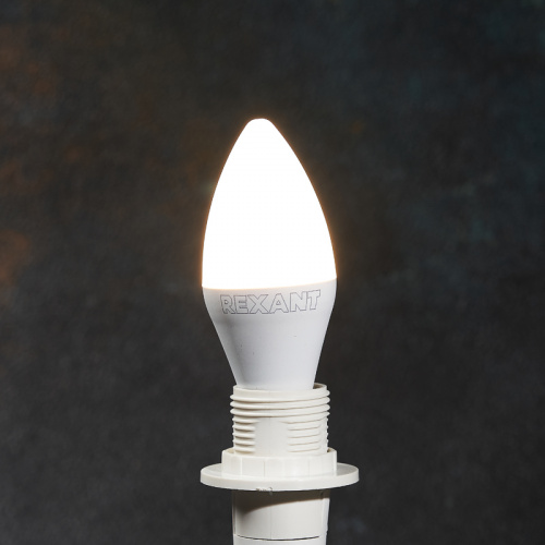 Лампа светодиодная REXANT Свеча CN 9,5 Вт E14 903 лм 2700 K теплый свет (10/100) (604-023) фото 2