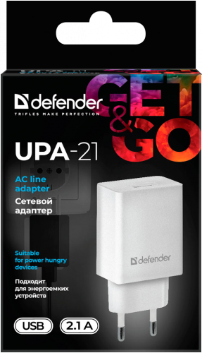 Адаптер сетевой Defender UPA-21, белый, 1xUSB, 5V/2.1А (1/50) (83571) фото 8