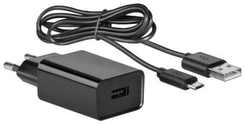 Адаптер сетевой Defender UPC-11, черный, 1xUSB, 5V/2.1А, кабель micro-USB (1/100) (83556)