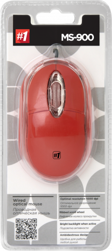 яМышь DEFENDER MS-900, красный, USB, проводная, 3 кнопки, блистер (1/40) (52901) фото 8