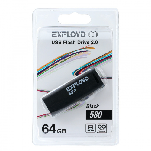Флеш-накопитель USB  64GB  Exployd  580 чёрный (EX-64GB-580-Black) фото 5