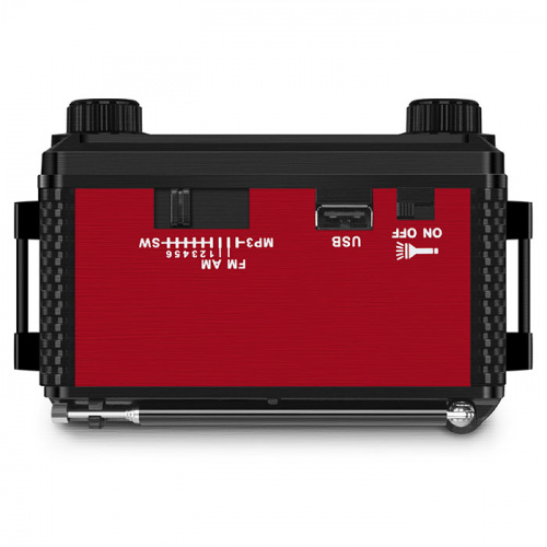 Радиоприемник SVEN SRP-355, мощность 3 Вт (RMS), FM/AM/SW, USB, SD/microSD, фонарь, встроенный аккумулятор, красный (1/20) (SV-017132) фото 3