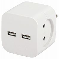 Разветвитель ЭРА SP-2-USB-W на 2 розетки 220V + 2xUSB 2400mA, без заземл 10А (белый) (1/60) (Б0049531)