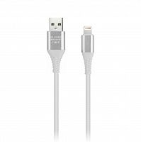 Кабель Smartbuy 8pin  в рез.оплет. Gear, 1м. мет.након., <2А, бел.(1/50) (iK-512ERGbox white)