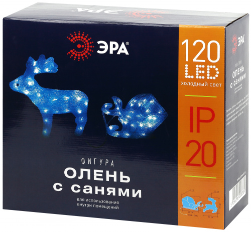 Фигура светодиодная ЭРА ENIOF-11 Олень с санями внутренняя 220V IP20 120 LED (1/2) (Б0047973) фото 6