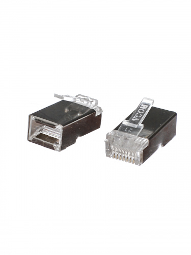 Коннекторы RJ45 8P8C для FTP кабеля 5 кат. экранированные, VCOM <VNA2230-1/50> (100шт уп.) ЦЕНА ЗА УПАКОВКУ!!! (VNA2230-1/100)