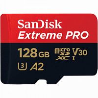 Карта памяти MicroSD  128GB  SanDisk Class 10 Extreme Pro A2 V30 UHS-I U3 (170 Mb/s) +SD адаптер (SDSQXCY-128G-GN6MA)