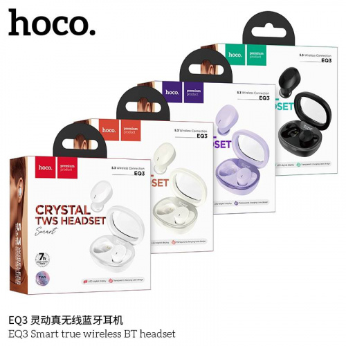 Наушники внутриканальные HOCO EQ3 Smart, пластик, bluetooth 5.3, микрофон, цвет: чёрный (1/14/140) (6931474798558)