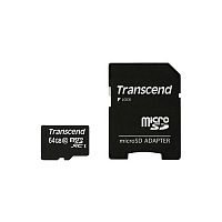 Карта памяти MicroSD  64GB Transcend Class 10 + SD адаптер (TS64GUSDXC10)