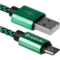 Кабель DEFENDER USB08-03T PRO USB2.0, зеленый, AM-MicroBM, 1m, 2.1A (1/100) (87804)