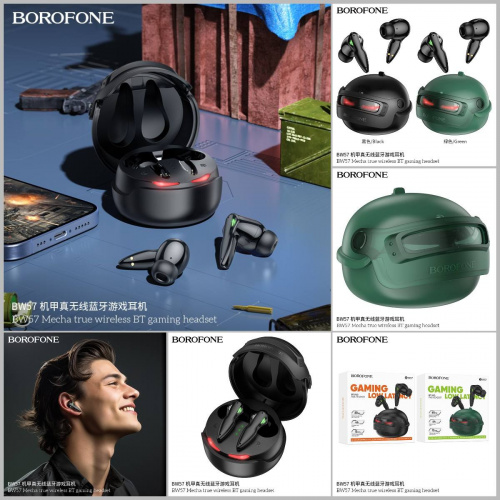 Наушники внутриканальные Borofone BW57 Mecha, пластик, bluetooth 5.3, микрофон, цвет: чёрный (1/14/84) (6941991111365)