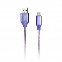 Дата-кабель Smartbuy MicroUSB кабель в нейлон. оплетке Socks, 1 м., <2А, фиолет.(iK-12NS violet)