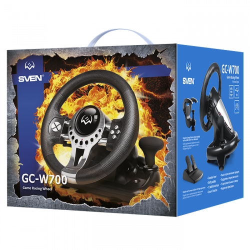 Игровой руль SVEN GC-W700 (педали, вибро, скоба, лепестки, АКПП, D-pad, 12 кл, резин. вставки, PC/Xinput) (SV-017996) фото 3