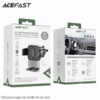 Держатель автомобильный ACEFAST D25 press, для смартфона, пластик, воздуховод, цвет: чёрный (1/67) (6974316282952)