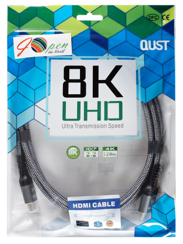 Кабель HDMI 19M/M,ver. 2.1 8KX60Hz (Econom) оплетка 2m iOpen <ACG859A-2.0> (1/40) фото 2