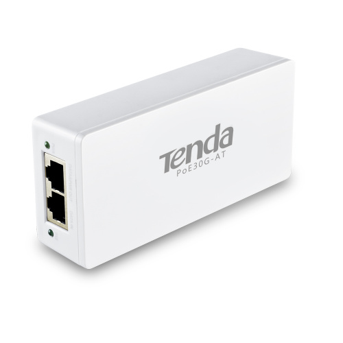 PoE инжектор Tenda PoE30G-AT, совместимость с IEEE802.3at; 2 порта GE RJ45; 1000M PoE расширение. (48В/30Вт), белый  (1/40)