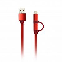 Кабель SMART BUY USB - 2 в 1 Micro+8 pin, красный, 1,2 м (iK-212 red) (1/60)