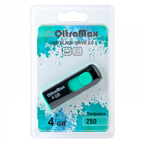 Флеш-накопитель USB  4GB  OltraMax  250  бирюзовый (OM-4GB-250-Turquoise) фото 4